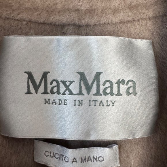 Max Mara Australian Wool Drape Wrap Belted Coat Taupe XS - Picture 4 of 6